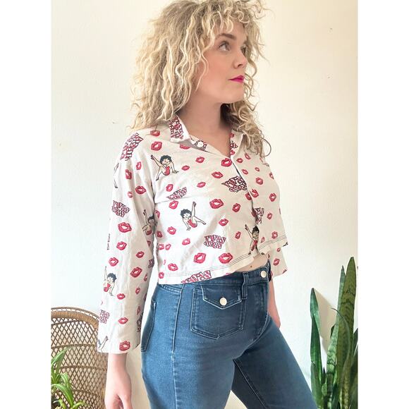 Y2K Betty Boop Crop Button Up size large - Picture 2 of 11